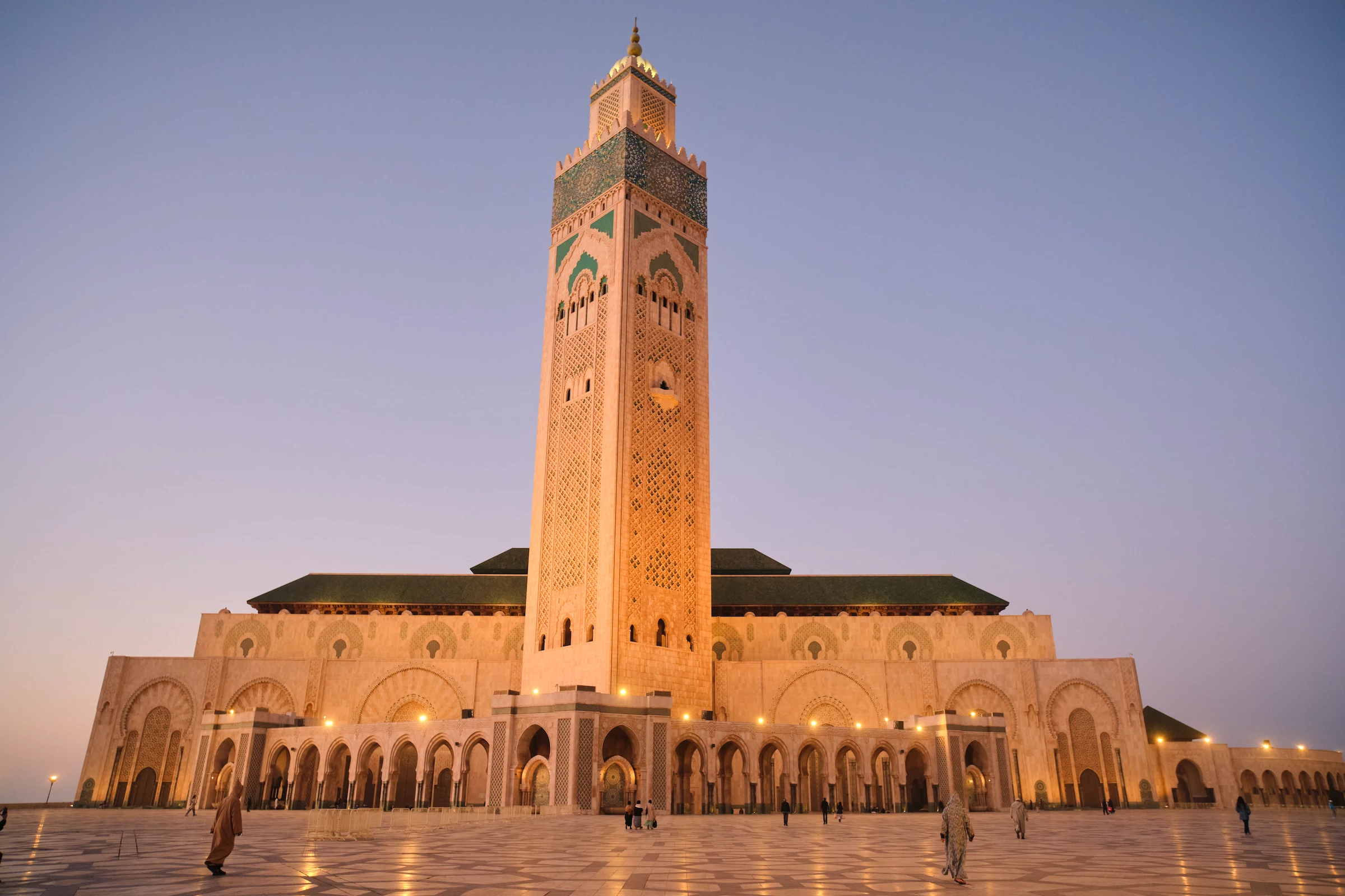 The Hassan II Mosque in Morocco illuminated under the lights — luxury Morocco travel with Eventra Bespoke