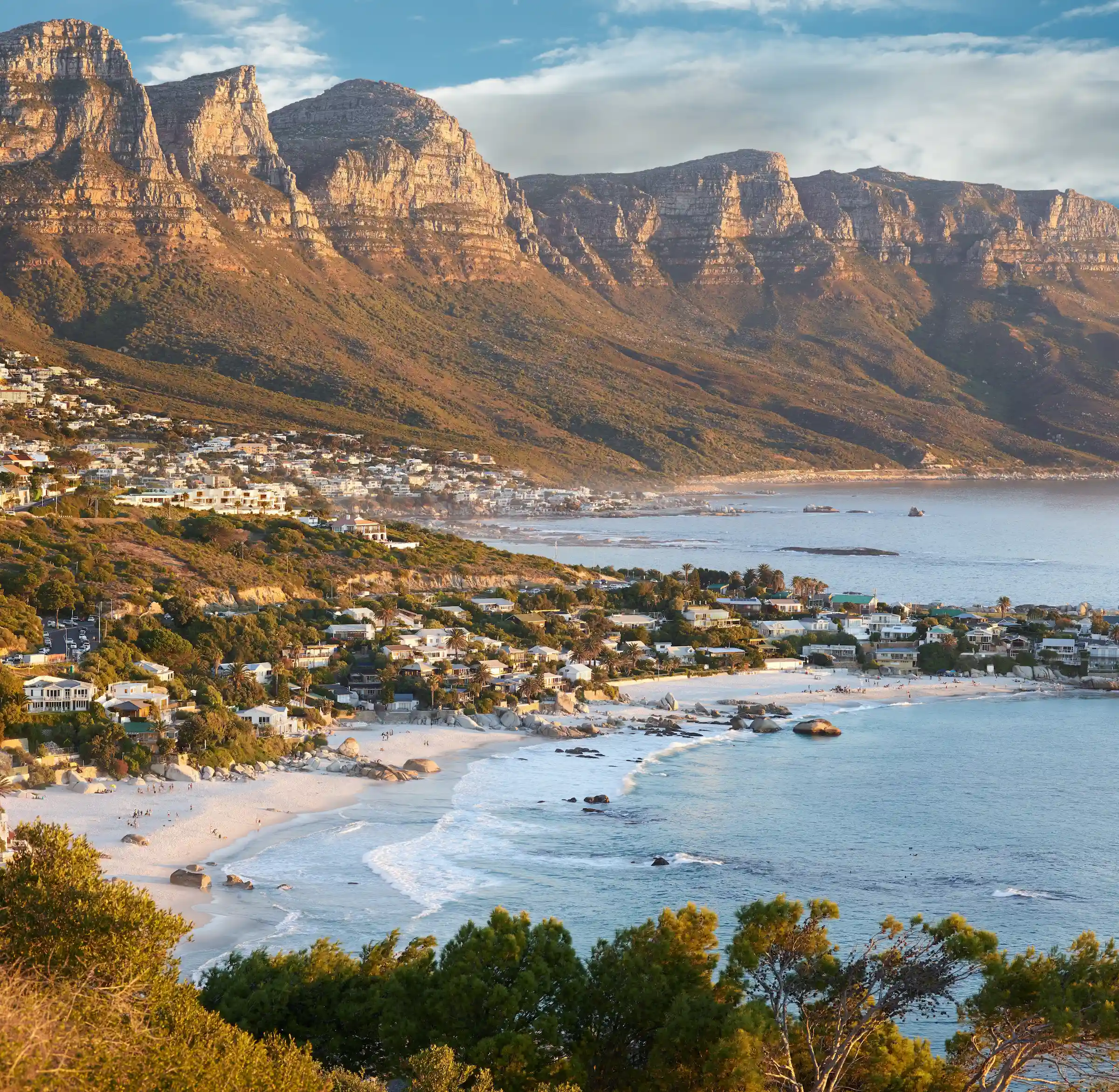 Cape Town mountain range above Camps Bay beach and ocean — luxury South Africa travel with Eventra Bespoke