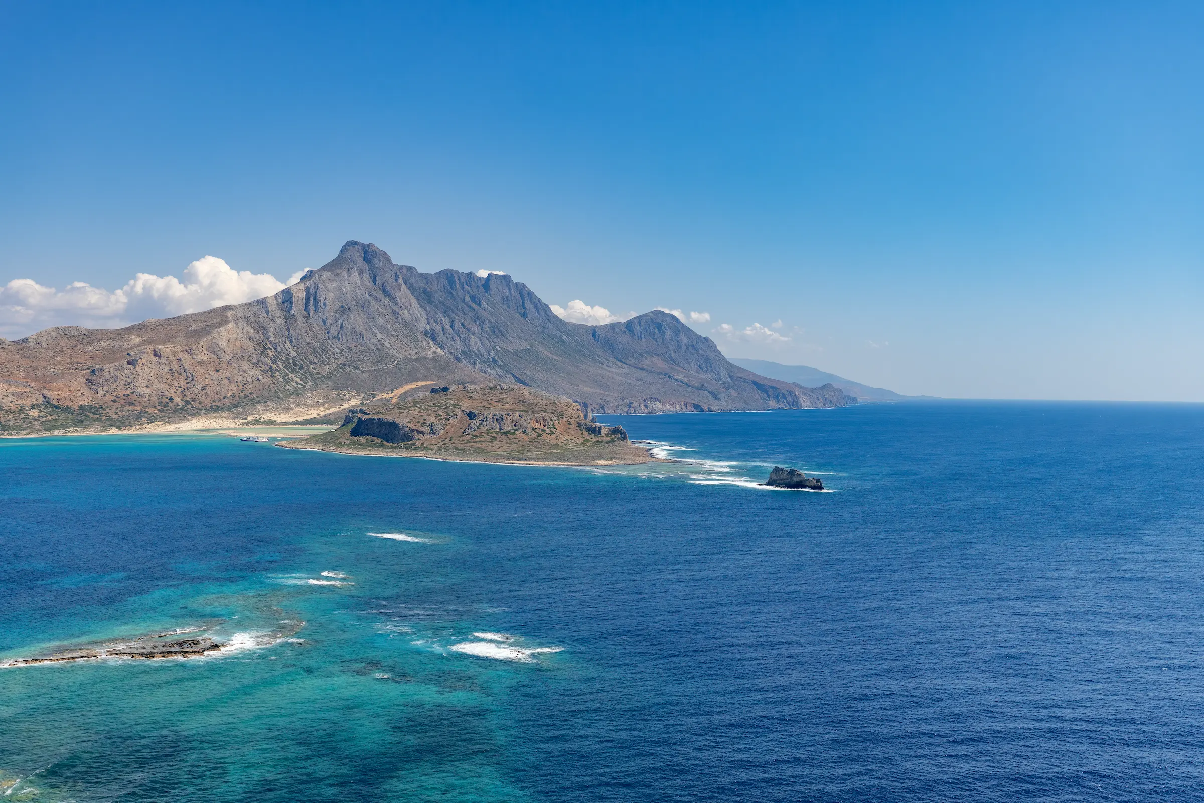 View of Crete Island mountains and ocean in Greece