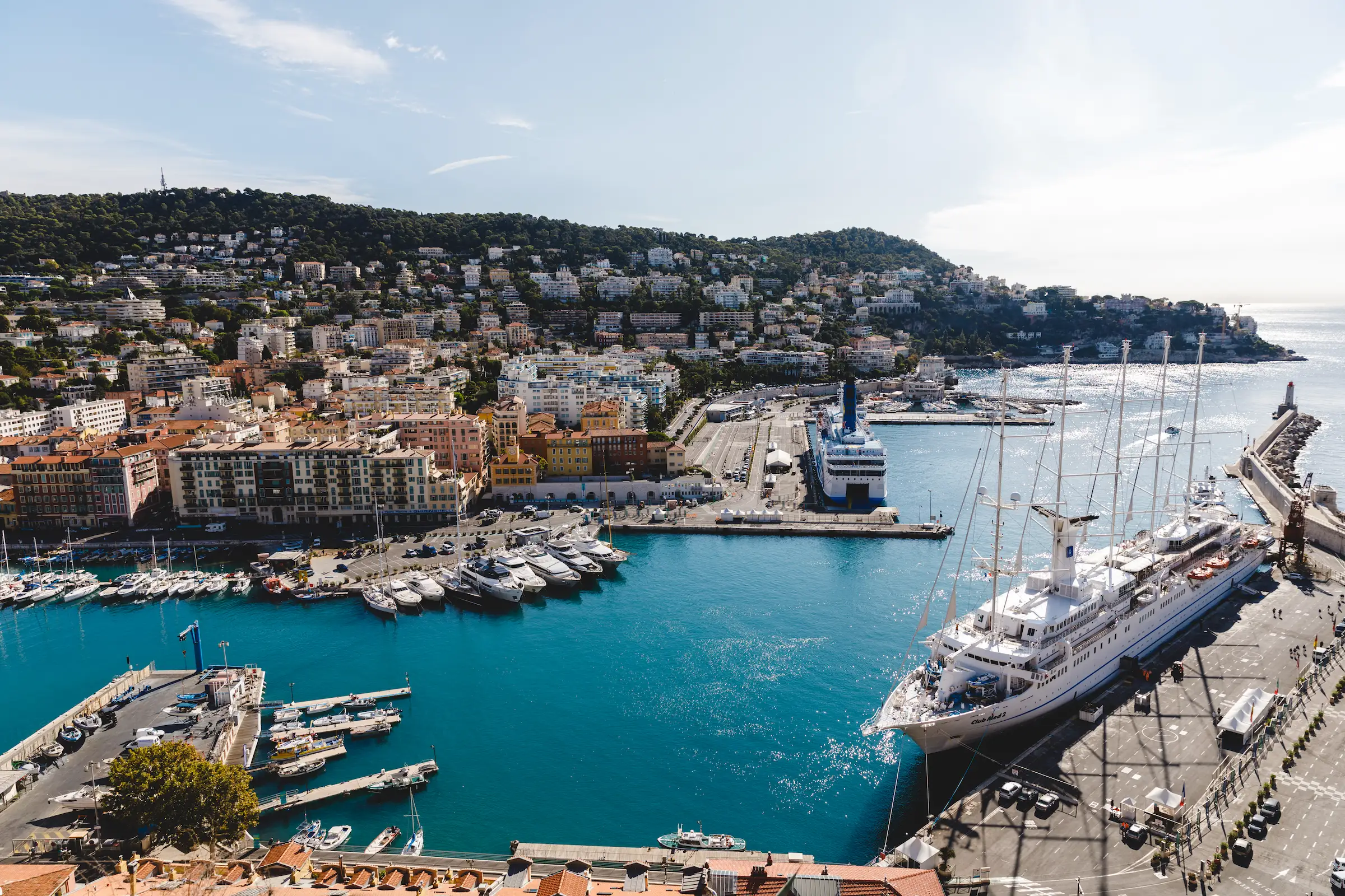 Aerial view of the Port of Nice on the French Riviera