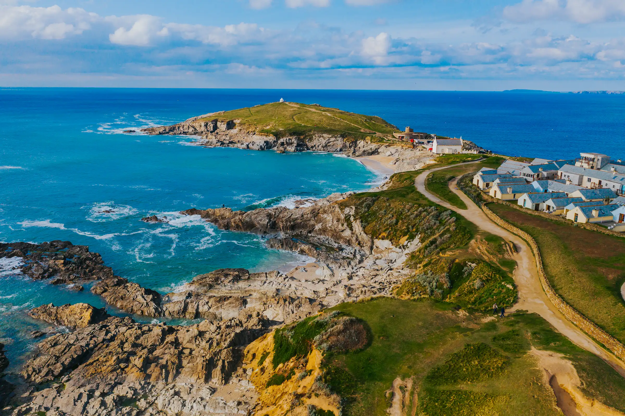 Beautiful blue coastline in Cornwall United Kingdom