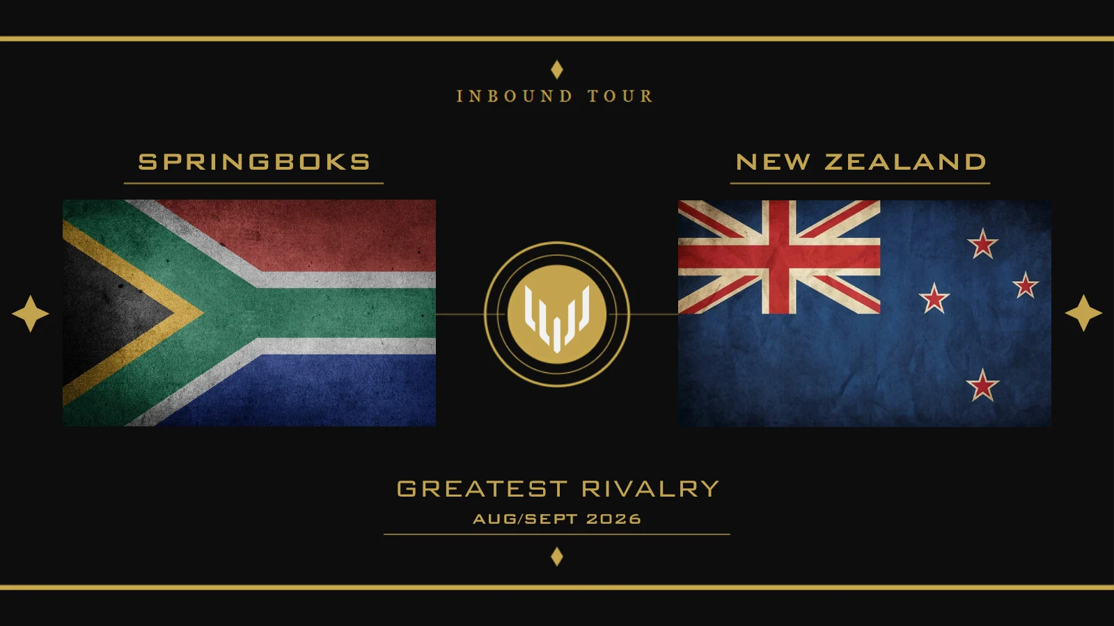 South Africa vs New Zealand flags — Springboks vs All Blacks tour 2026 rugby hospitality with Eventra