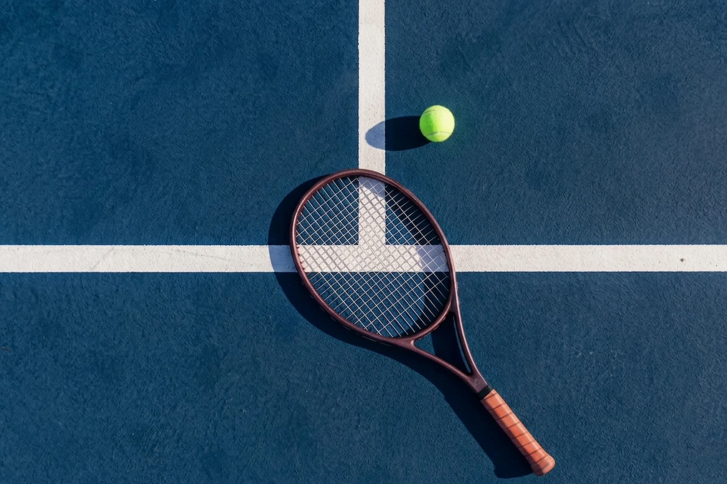 Australian Open Tennis court with racket and ball